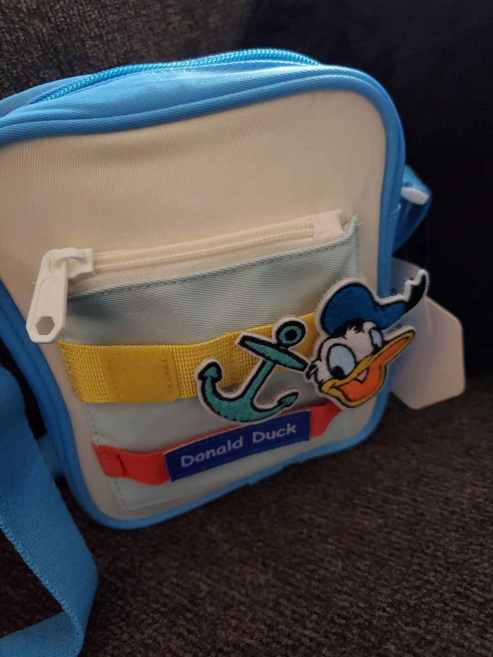 Disney Donald Duck Light Blue Crossbody Bag w/Velcro Patches